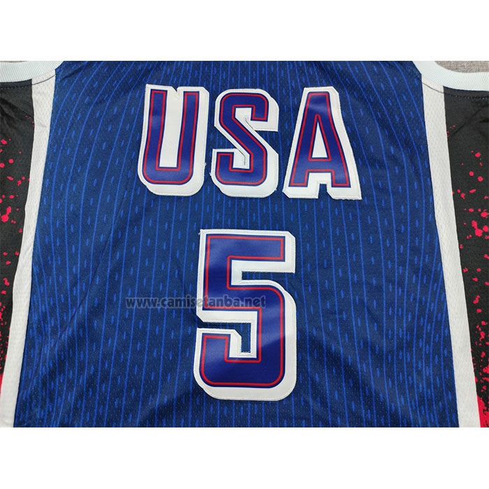 Camiseta USA 2024 Anthony Edwards #5 Azul1